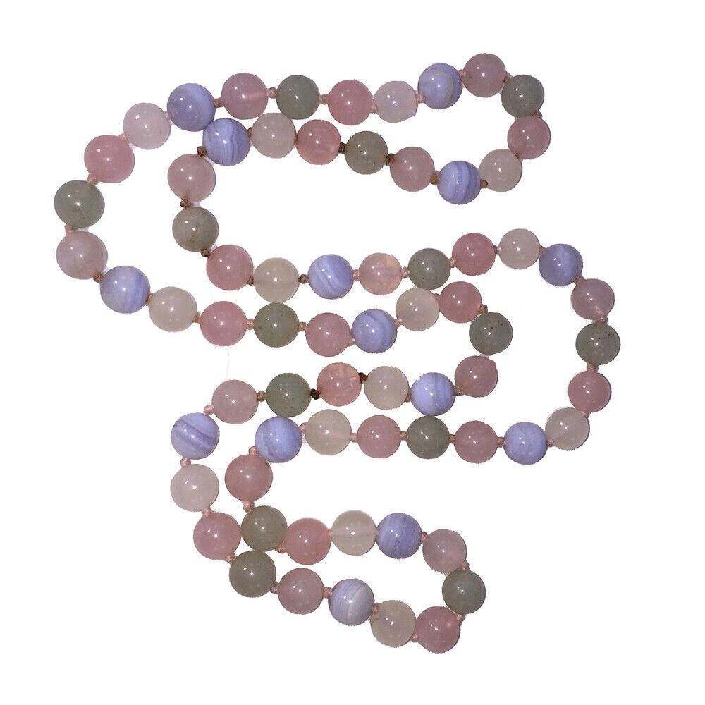 Designer Blue Lace Agate Green Agate and Rose Quartz Bead Necklace Size ONE SIZE - 4 Thumbnail