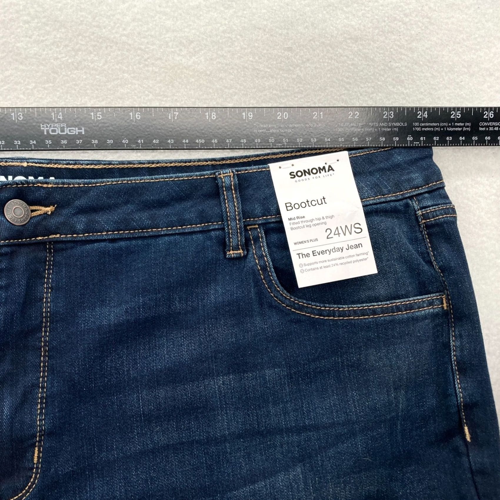 Denime Sonoma Bootcut Jeans Womens Plus 24WS Dark Wash Blue Stretch Denim Mid Rise NWT Size 42" / US 20 - 7 Thumbnail