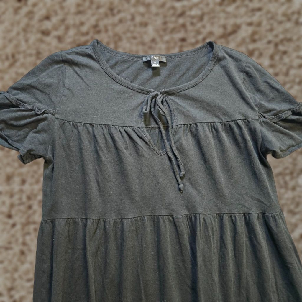 J.Crew J.CREW Dress Womens Small Black Short Tiered Slub Knit Casual Capsule Minimalist Size 28" / US 6 / IT 42 - 1 Thumbnail