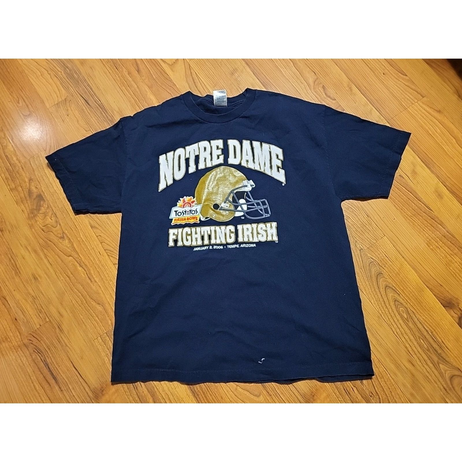 AAA VINTAGE Fighting Irish Notre Dame T-Shirt XL Blue Crew Neck Short Sleeve Men Regular Cotton 2006 Tostitos Fiesta Bowl Football AAA Size US XL / EU 56 / 4 - 2 Thumbnail