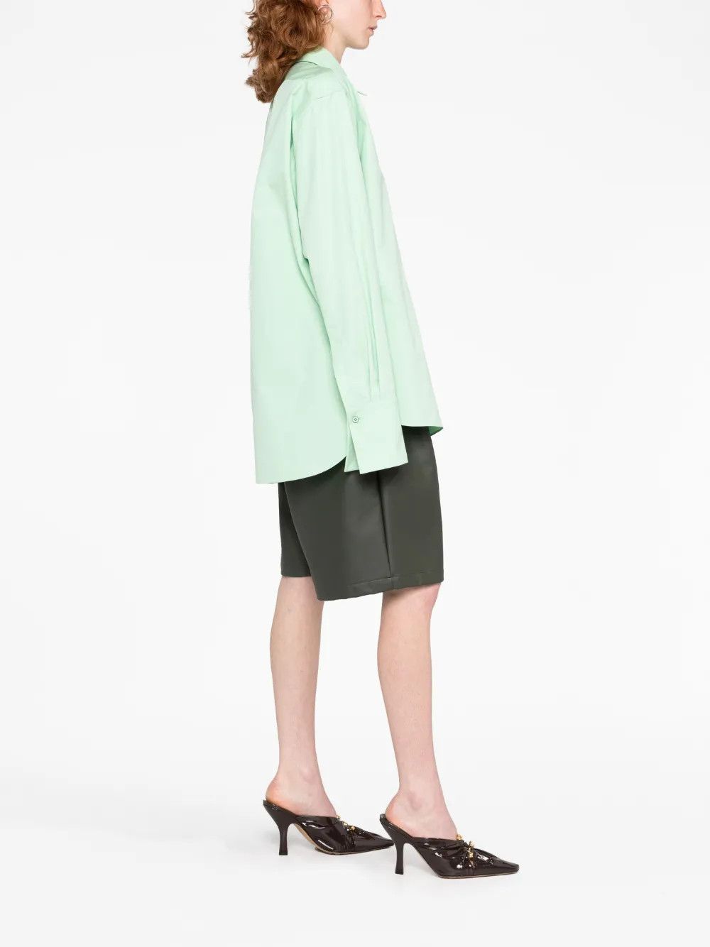 o1y1025 Solid Color Shirt in Light Green