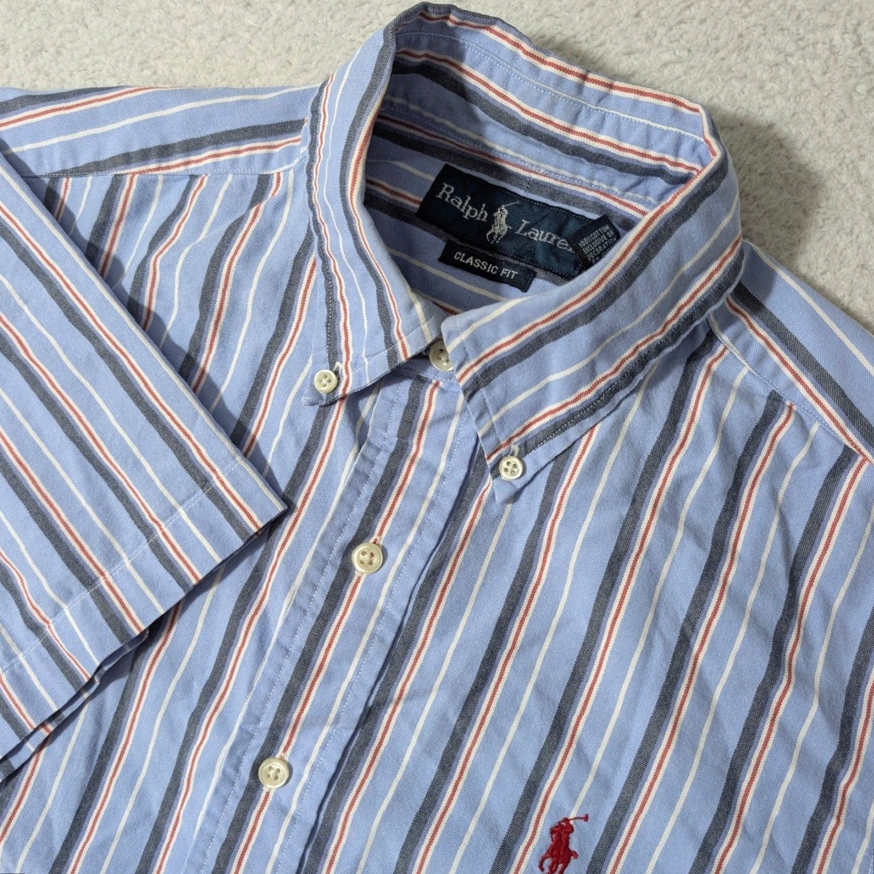 Ralph Lauren Ralph Lauren Button-Down Shirt Mens Sm Blue Striped Classic Fit Short Sleeve Multicolor Embroidered Pony Ballpoint Button-Up Shirt Size US S / EU 44-46 / 1 - 2 Thumbnail
