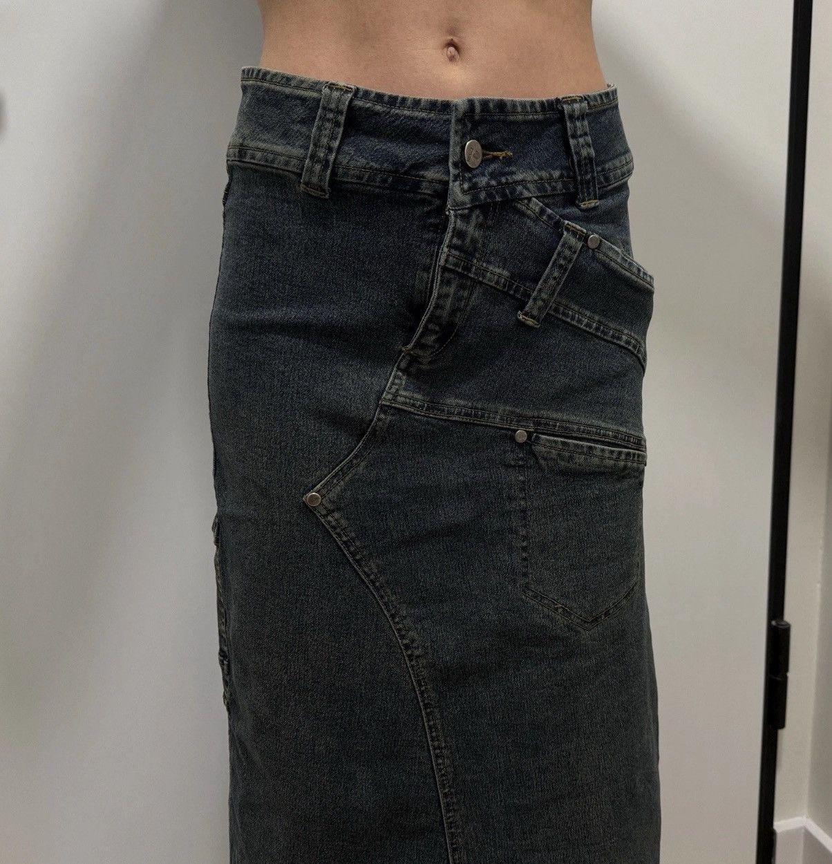 Vintage Tulip Jeans vintage avant garde Denim y2k midi skirt Size S Size 27" / US 4 / IT 40 - 6 Thumbnail