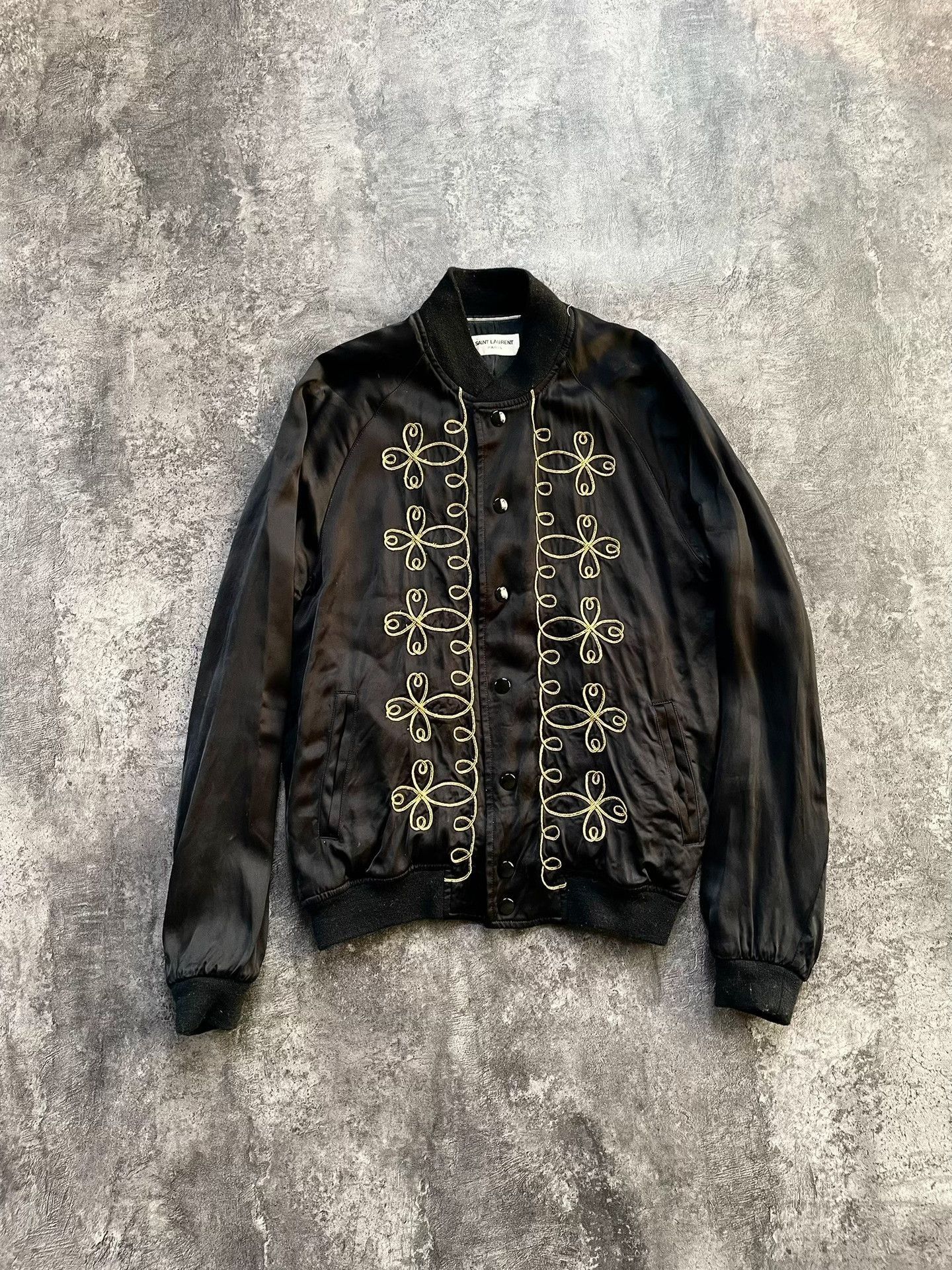 Saint Laurent Paris Saint Laurent Silk Embroidered Jacket. Size L / US 10 / IT 46 - 1 Thumbnail