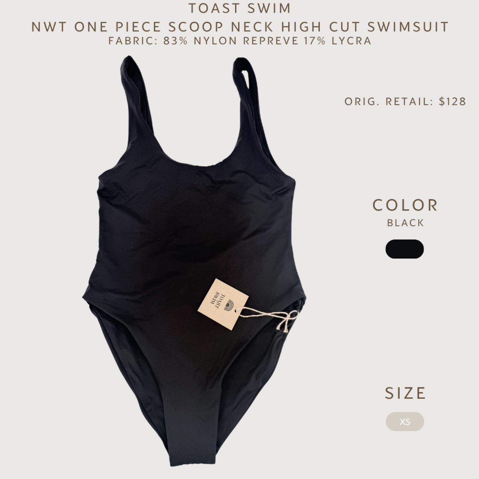 Other Toast Swim Scoop Neck High Cut One Piece Black XS Size ONE SIZE - 2 Thumbnail