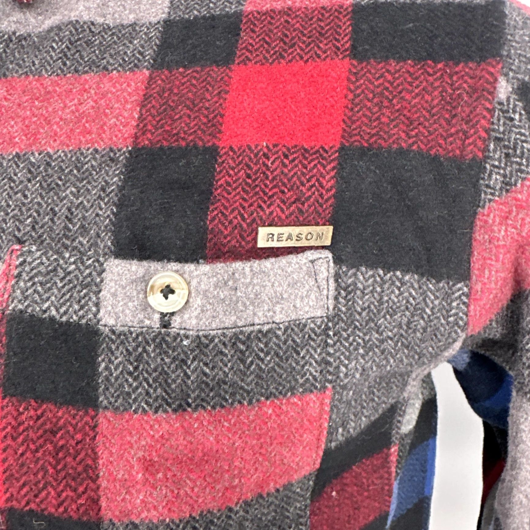 Reason Reason Shirt Mens Large Multicolor Red Plaid Mind Your Own Business Graphic Back Streetwear Button-Up Short Description Not Included Size US L / EU 52-54 / 3 - 7 Thumbnail