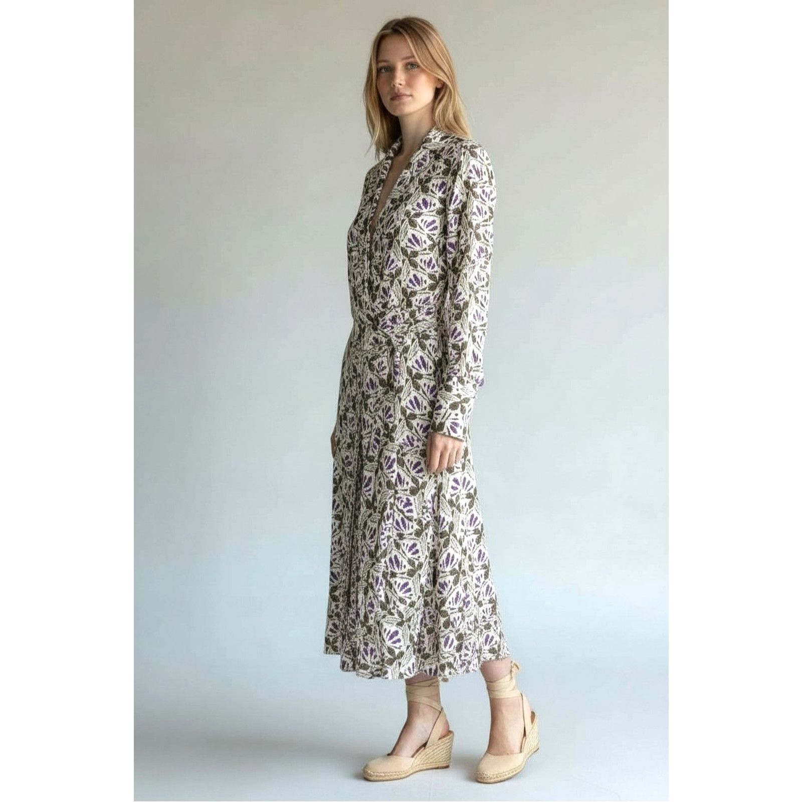 Banana Republic BANANA REPUBLIC Medium Satin Wrap Maxi Floral Dress S $130 Size S / US 4 / IT 40 - 1 Thumbnail