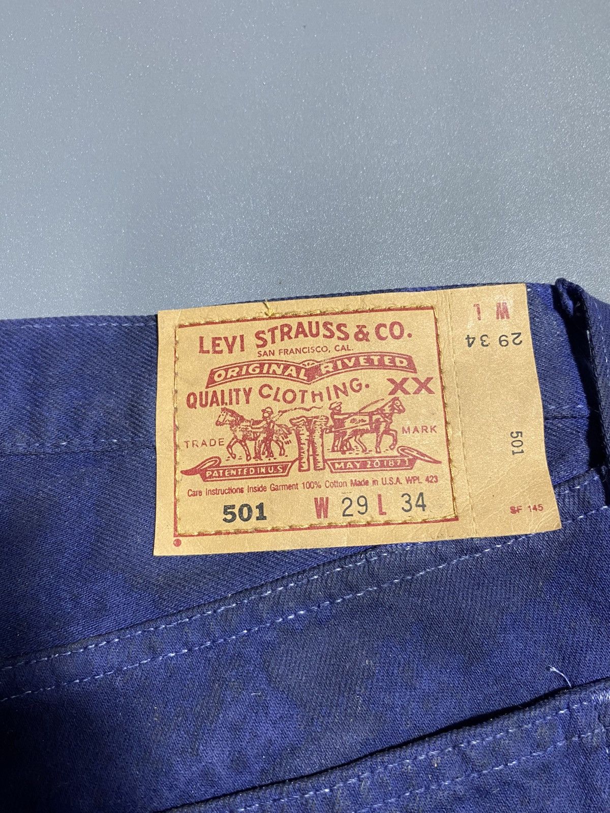 Levi's Levi's 501 Wax Coated Blue Waxed Jeans Size US 29 - 13 Thumbnail
