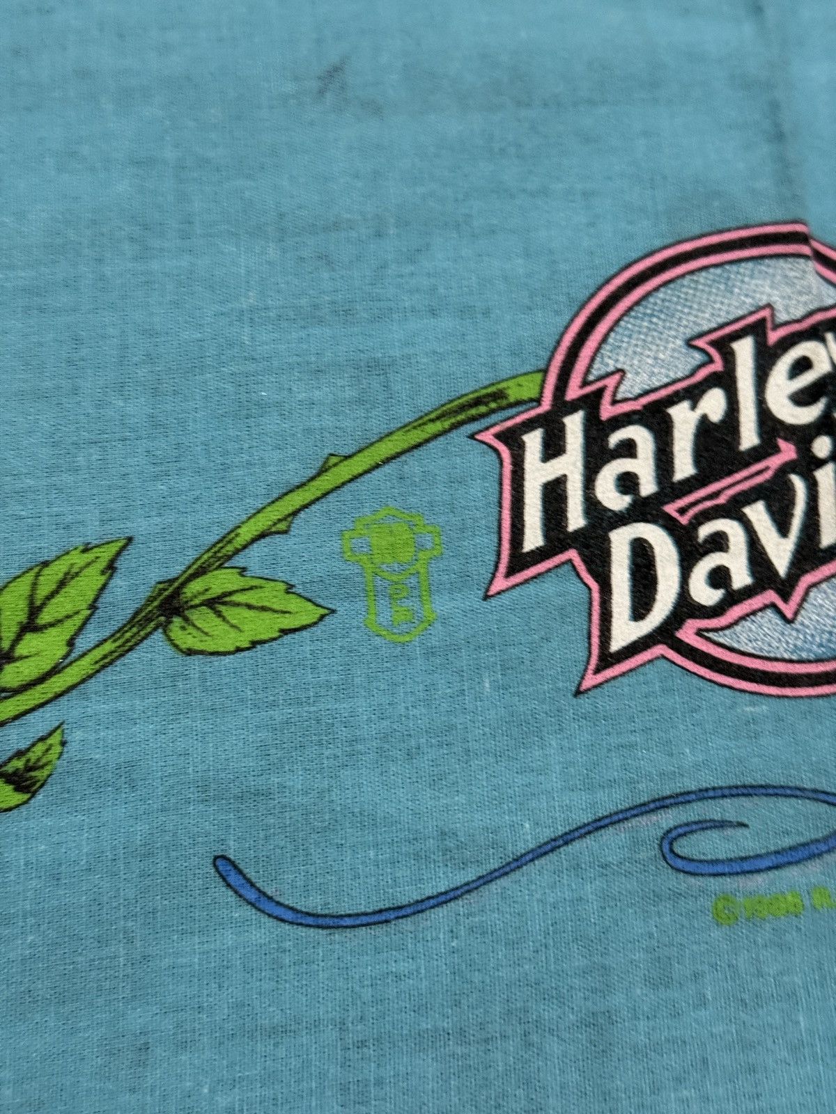 Harley Davidson × Vintage Vintage 90s Harley Davidson Womens Blue Pink Biker Bandana Size ONE SIZE - 3 Thumbnail