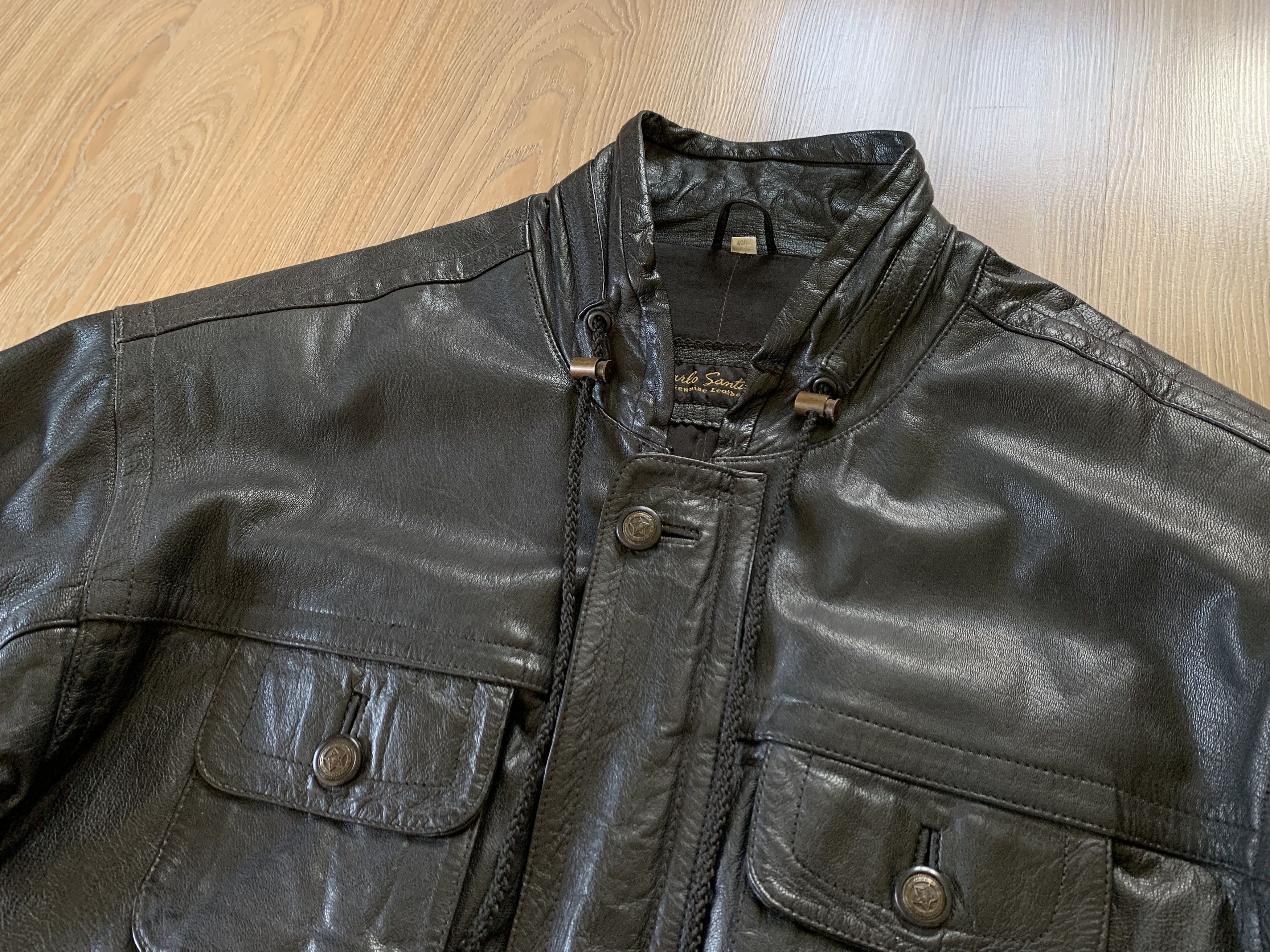 Vintage Vintage Carlo Santini Leather Multi Pocket Jacket Size US M / EU 48-50 / 2 - 4 Thumbnail