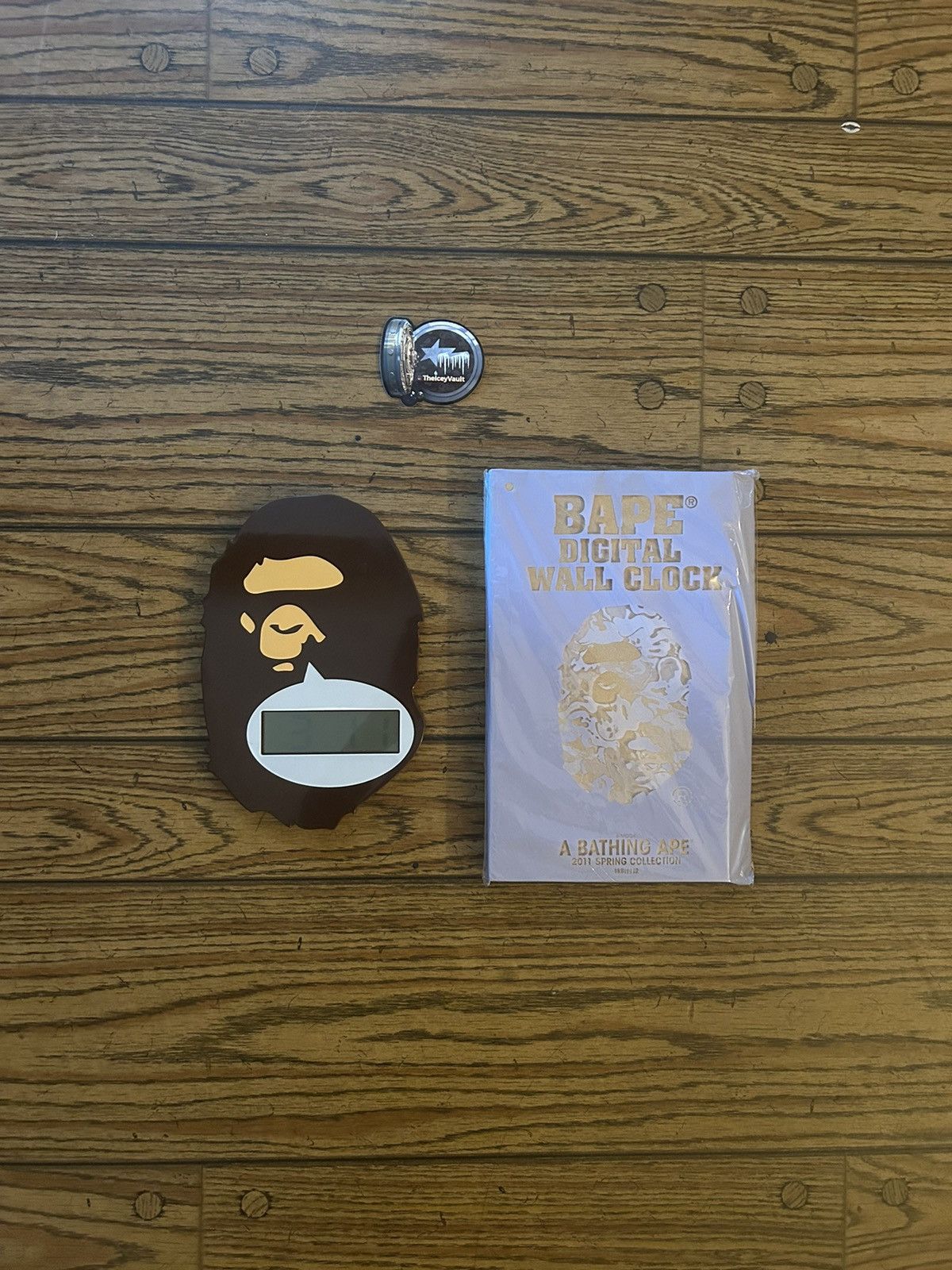image of Bape 2011 Ape Head Digital Wall Clock in Brown, Men's