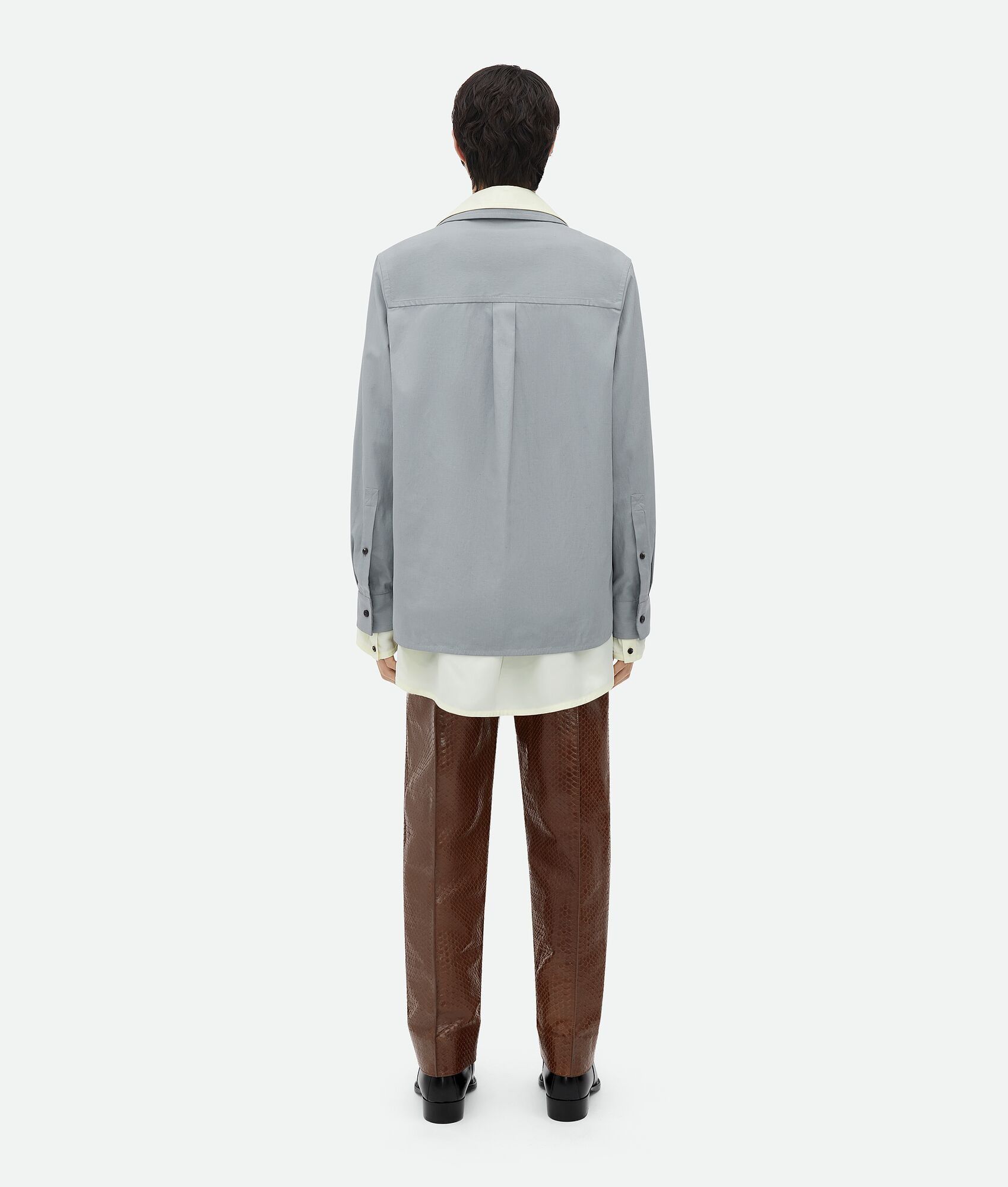 Bottega Veneta o1w1db10825 Relaxed Fit Linen Double Shirt in Vapor/Camomile Size US M / EU 48-50 / 2 - 3 Thumbnail