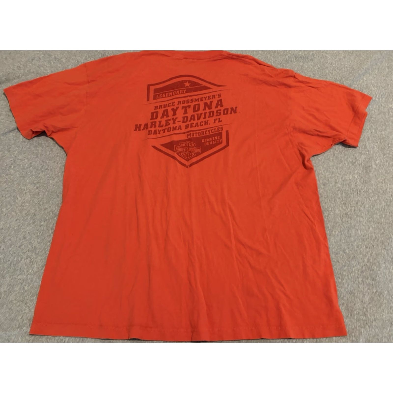 Harley Davidson Harley-Davidson Short Sleeve Tee Shirt Daytona Beach Florida Mens 3XL Orange Crew Neck Graphic Print T-Shirt Biker USA Size US XXL / EU 58 / 5 - 2 Thumbnail