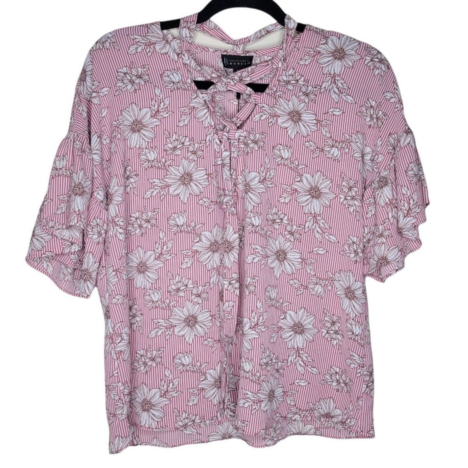 Other B Collection By Bobeau Pink Floral Striped Criss Cross Small Size S / US 4 / IT 40 - 1 Thumbnail