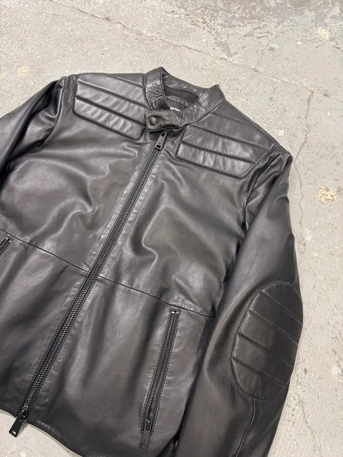 Emporio Armani FW2018 Emporio Armani Biker Padded Black Leather Jacket Size US M / EU 48-50 / 2 - 3 Thumbnail