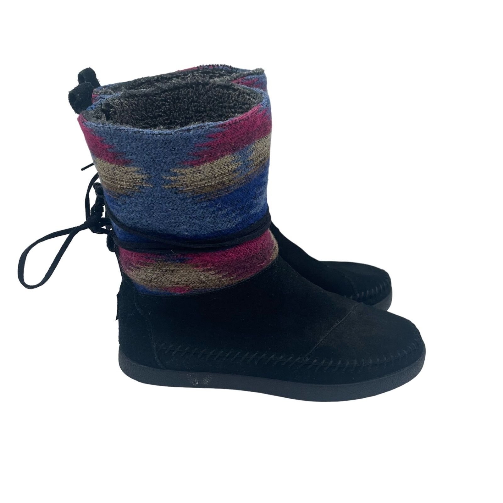 Toms TOMS Nepal Boots Aztec Black Leather Faux Fur Lined Sock 6.5 Size US 6.5 / IT 36.5 - 3 Thumbnail
