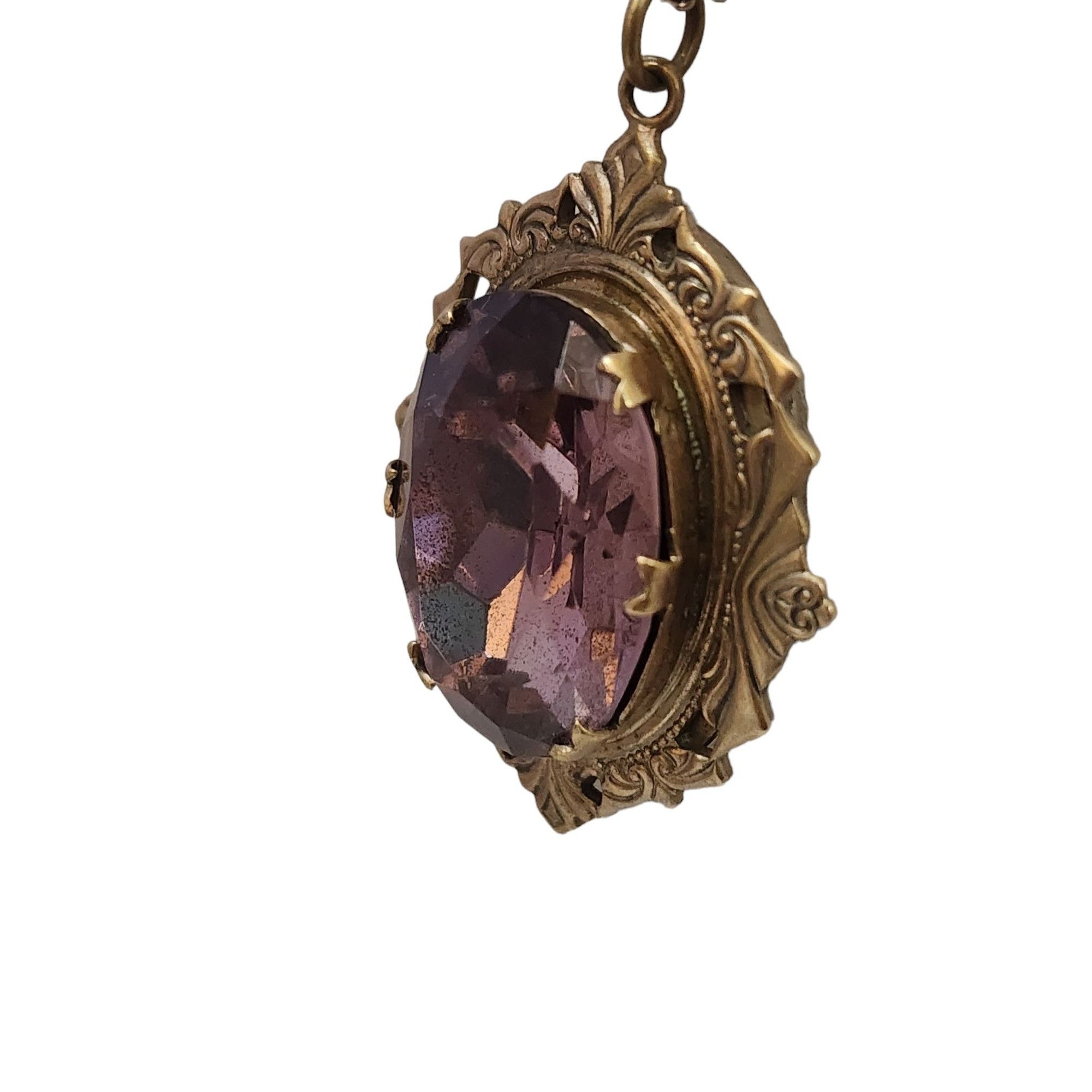 Vintage Fabulous Gold Filled & Faceted Glass Locket Necklace Size ONE SIZE - 2 Thumbnail