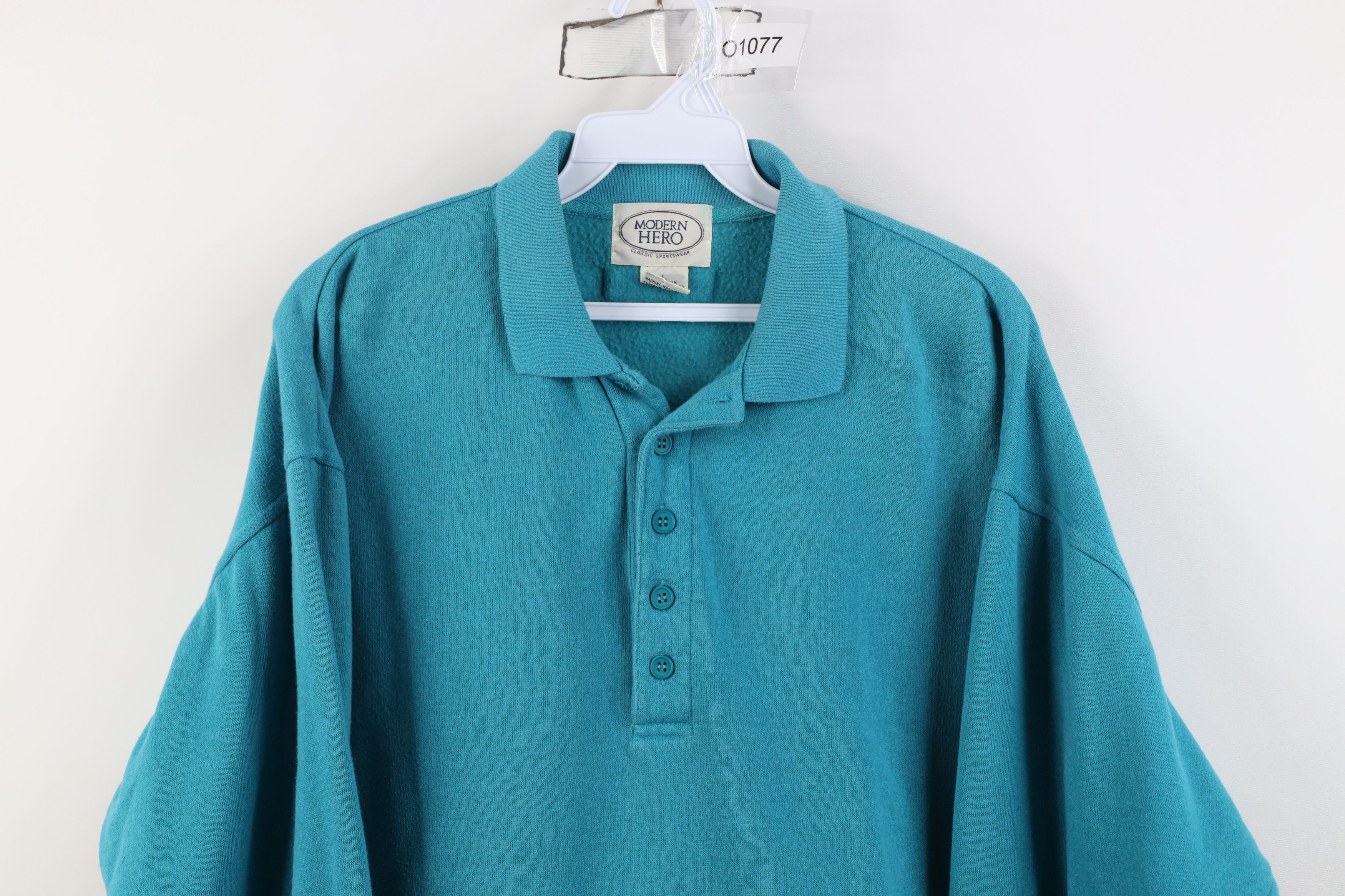 Vintage Vintage 90s Streetwear Blank Boxy Fit Collared Sweatshirt Size L / US 10 / IT 46 - 2 Thumbnail
