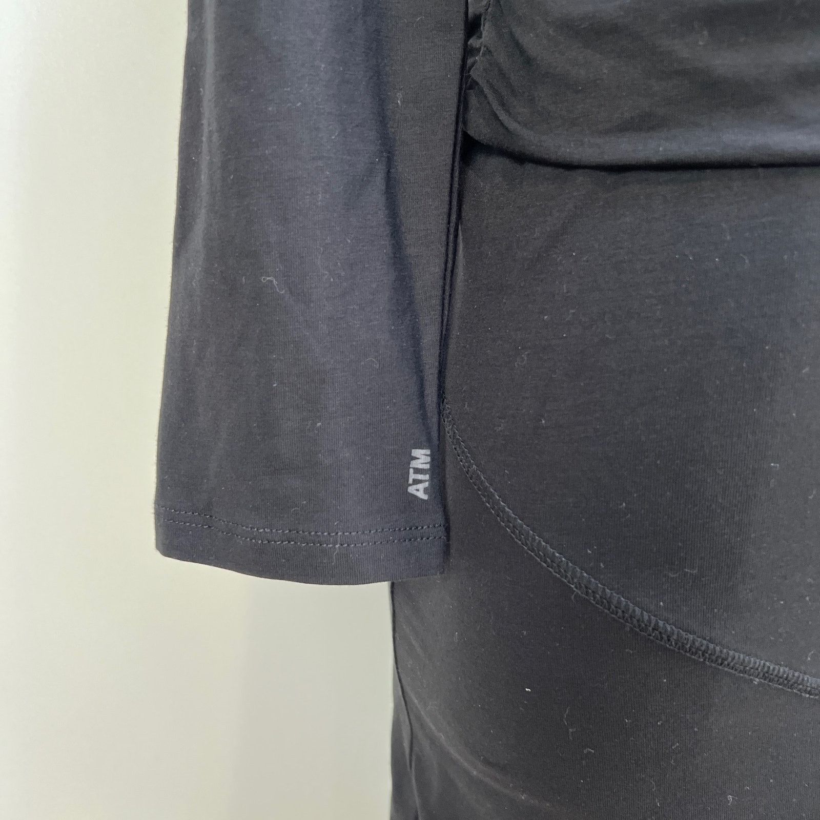 ATM Anthony Thomas Melillo ATM Ruched Pima Cotton Tee Dress Black Stretch Jersey Size M / US 6-8 / IT 42-44 - 6 Thumbnail