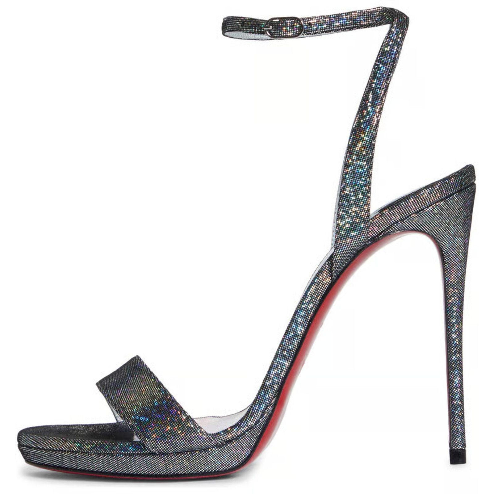 Christian Louboutin Loubi Queen 120 Silver Disco Ankle Strap Sandal Heel Pump 38 Size US 8 / IT 38 - 3 Thumbnail