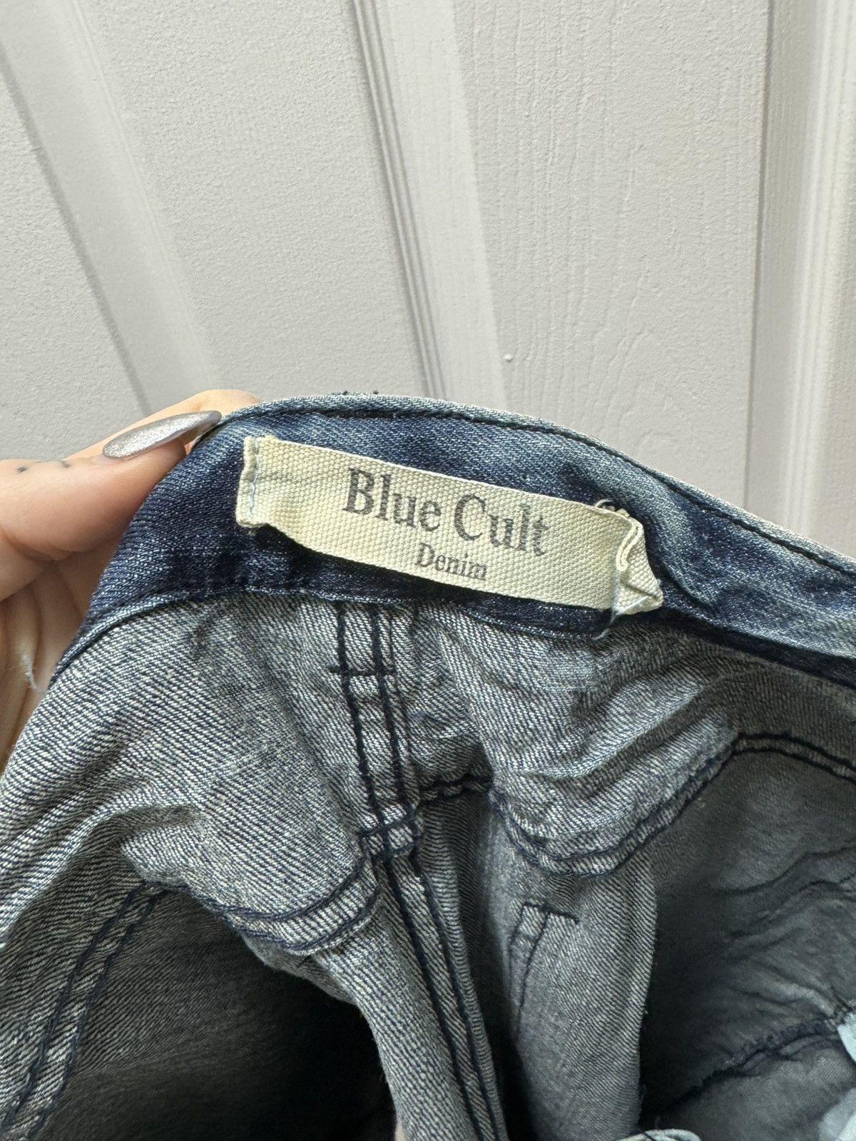 Japanese Brand Blue Cult Denim Shorts Distressed Avant Garde Vintage Blue Size US 38 / EU 54 - 5 Thumbnail