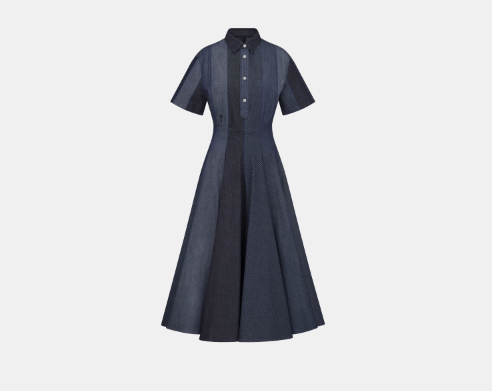 image of Dior O1Bcso1Str0524 Shirt Dress In Blue, Women's (Size Medium)