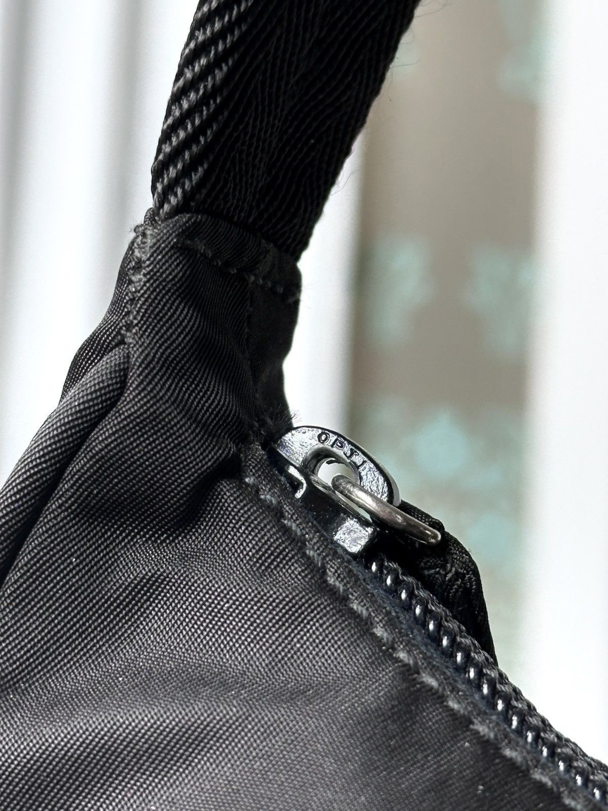 Prada PRADA Nylon Black Triangle Logo Mini Hobo Bag Size ONE SIZE - 14 Thumbnail