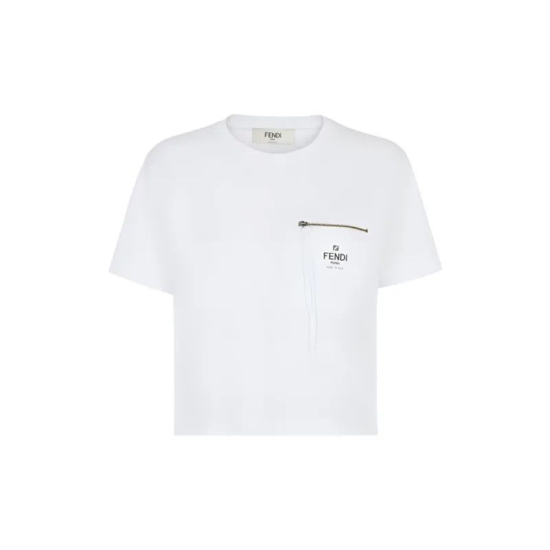 Fendi o1w1db10325 FS7389 T-Shirt in White Size S / US 4 / IT 40 - 1 Thumbnail