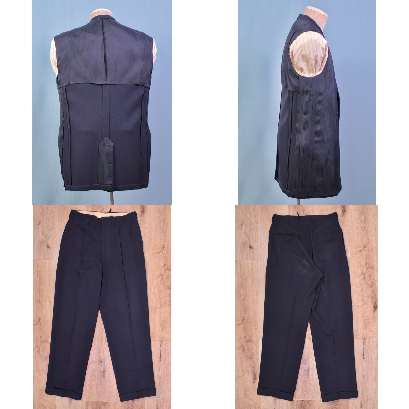 Vintage VINTAGE 50s Wool Suit Navy Blue 3 Button M Mens Size 40R - 8 Thumbnail