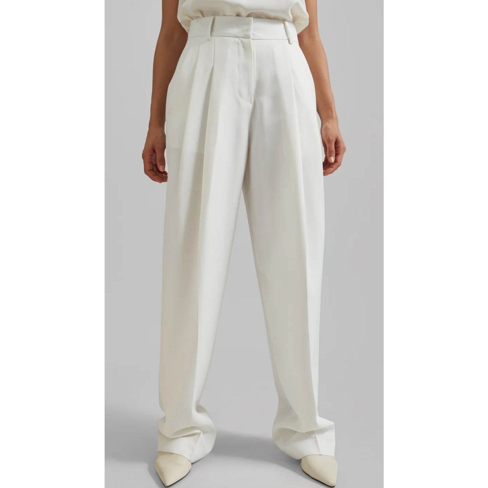 Frankie Shop The Frankie Shop -GELSO PLEATED TWILL TROUSERS/ WHITE/L/NWOT Size 32" / US 10 / IT 46 - 1 Thumbnail