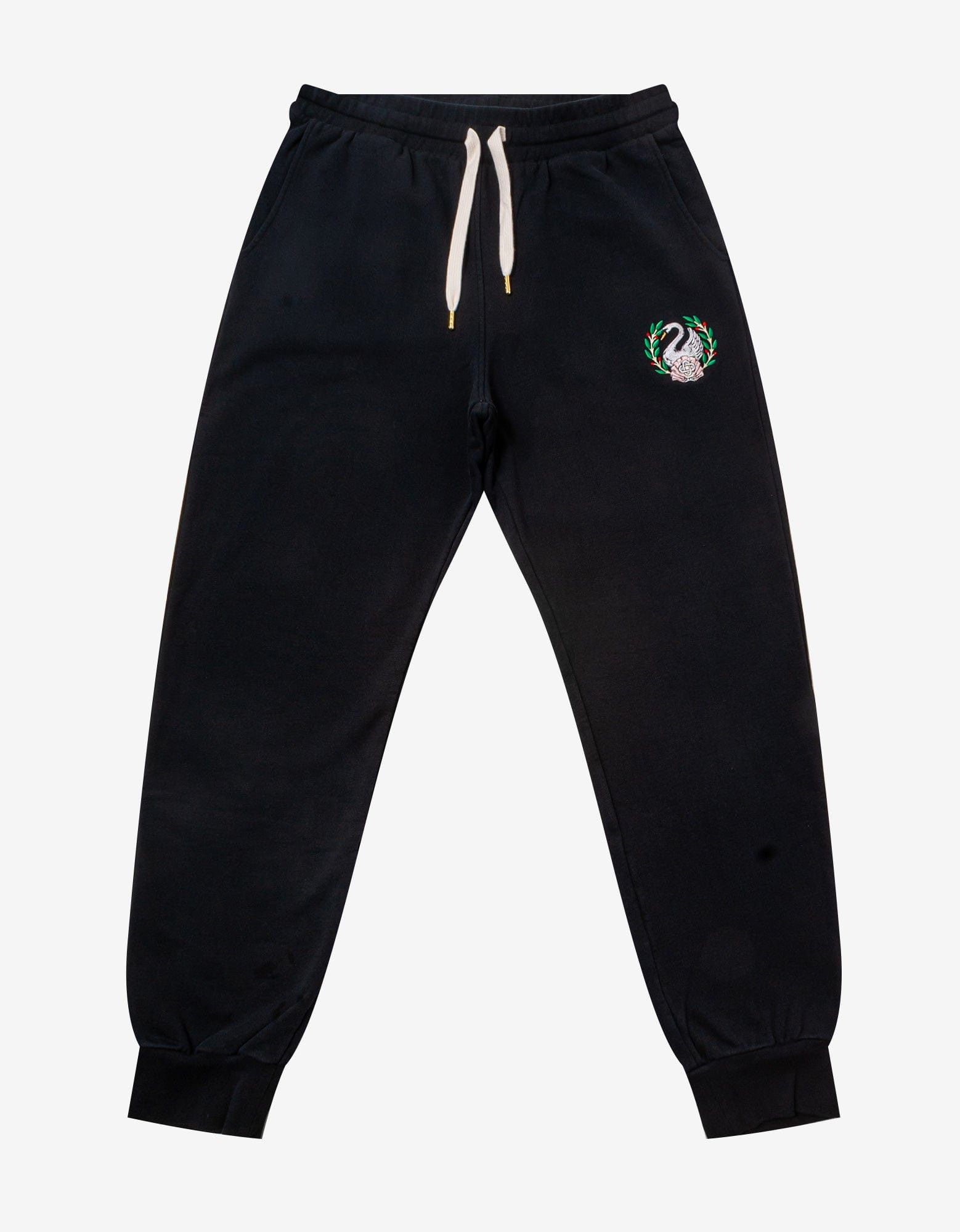 image of Casablanca Black Emblem De Cygne Sweat Pants, Men's (Size 34)