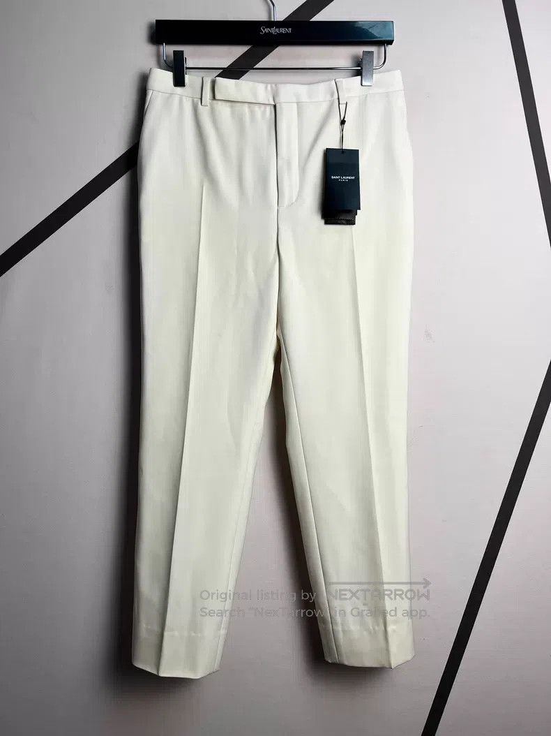 Saint Laurent Paris Saint Laurent Paris White 9-Figure Wool Trousers Size US 30 / EU 46 - 1 Thumbnail