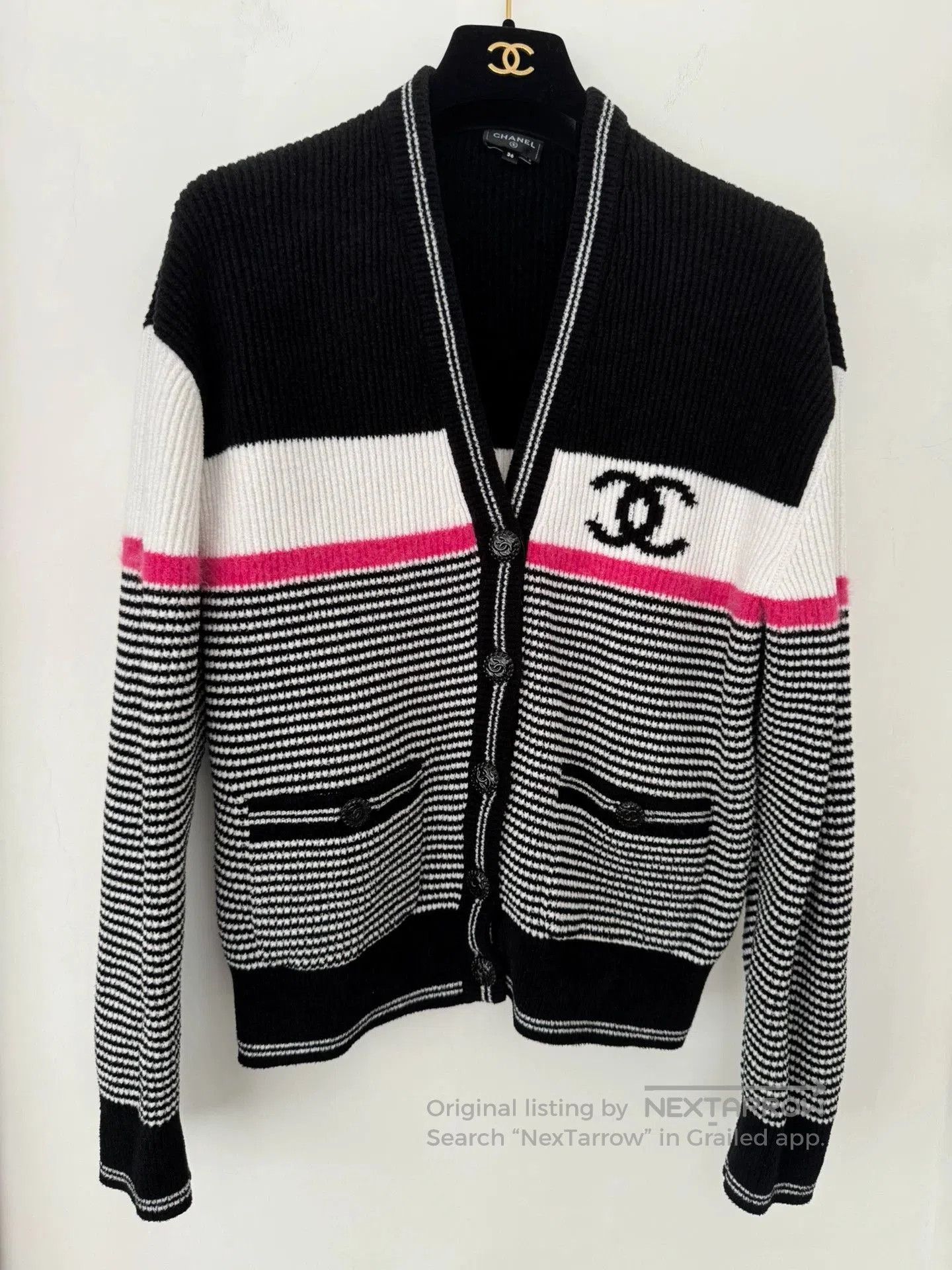 Chanel Chanel 22B Striped CC Knit Cardigan. Size US XS / EU 42 / 0 - 1 Thumbnail