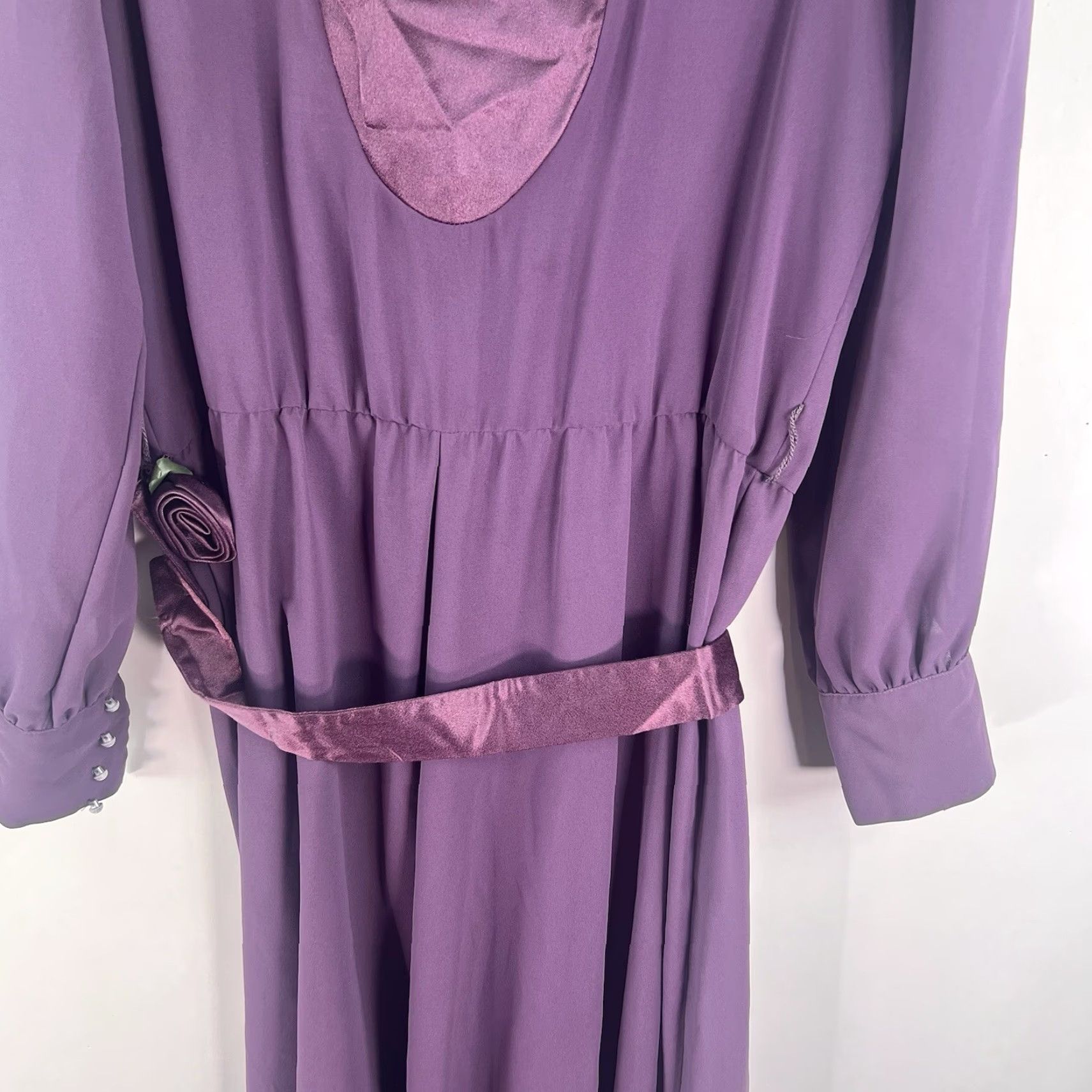 Vintage Ursula of Switzerland Dress Belted Plum Size 7/8 Size M / US 6-8 / IT 42-44 - 3 Thumbnail