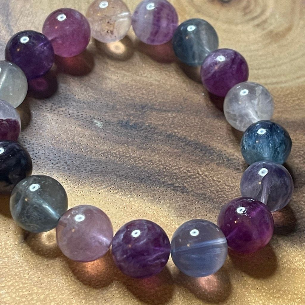 Other Fluorite bracelet striped layers rainbow colors stretch 12mm Size ONE SIZE - 4 Thumbnail
