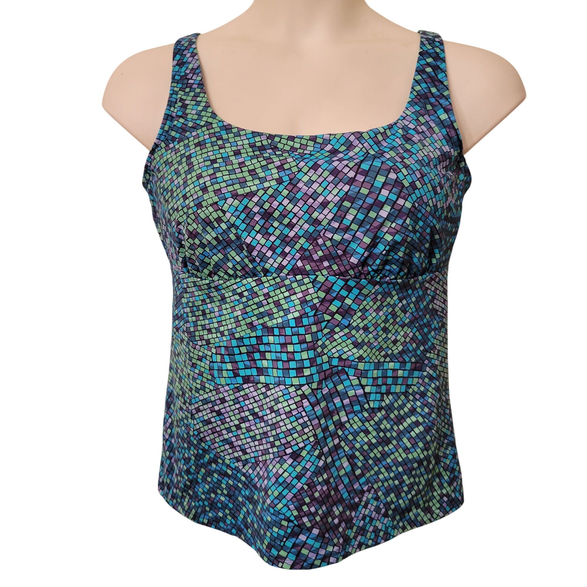Lands' End Lands End Tankini Top 14DD Purple Blue Mosaic Print Swim Bea Size XL / US 12-14 / IT 48-50 - 1 Thumbnail