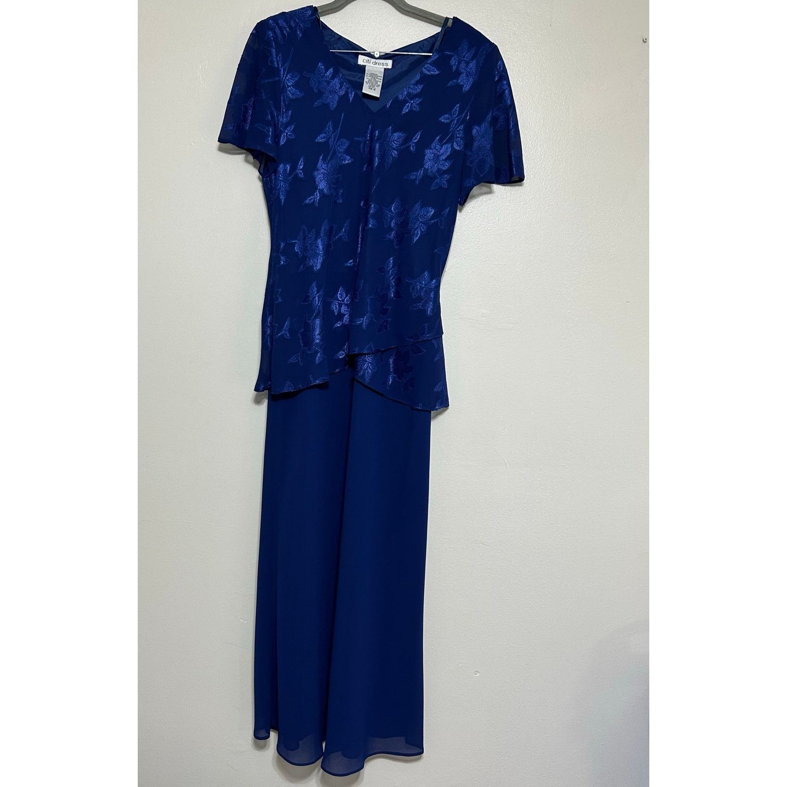 Other Citi Blue Floral Maxi Dress Size 14 Vintage 90s Chiffon Size XL / US 12-14 / IT 48-50 - 1 Thumbnail