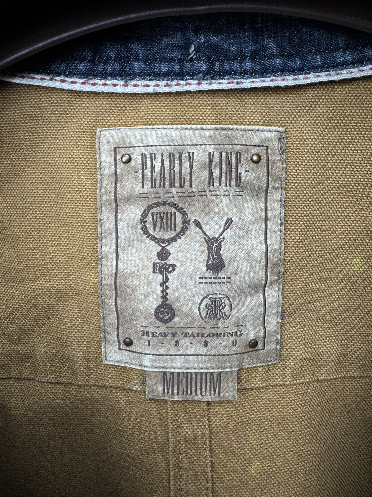Designer × Japanese Brand Pearly King blue denim brown canvas leather shirt Size US M / EU 48-50 / 2 - 15 Thumbnail