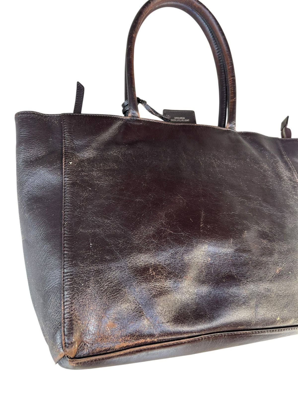 United Arrows United Arrows Japan Distressed Patina Leather Tote Bag Size ONE SIZE - 10 Thumbnail