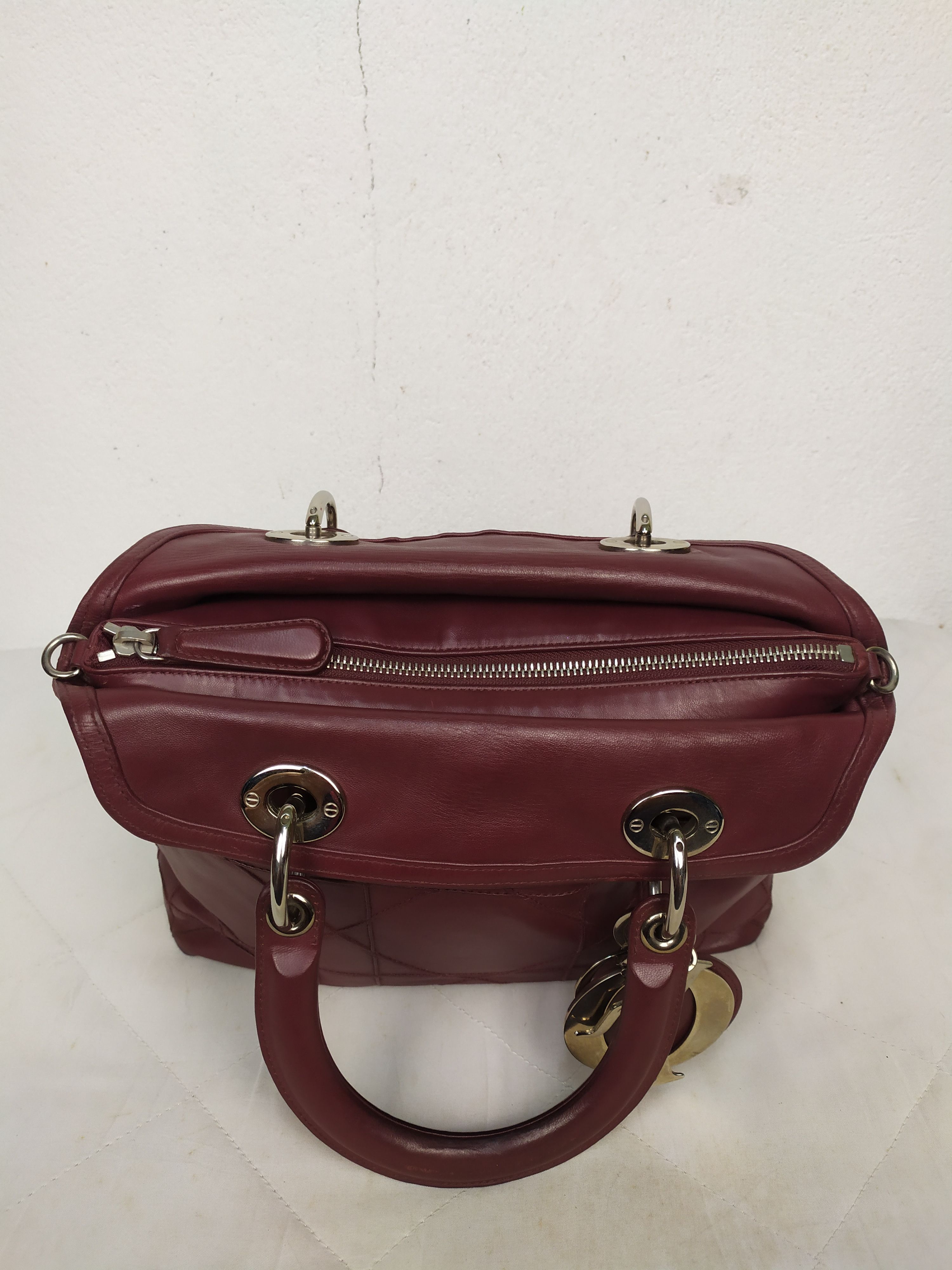 Dior Christian Dior Red Cannage Leather Lambskin Handbag Size ONE SIZE - 14 Thumbnail