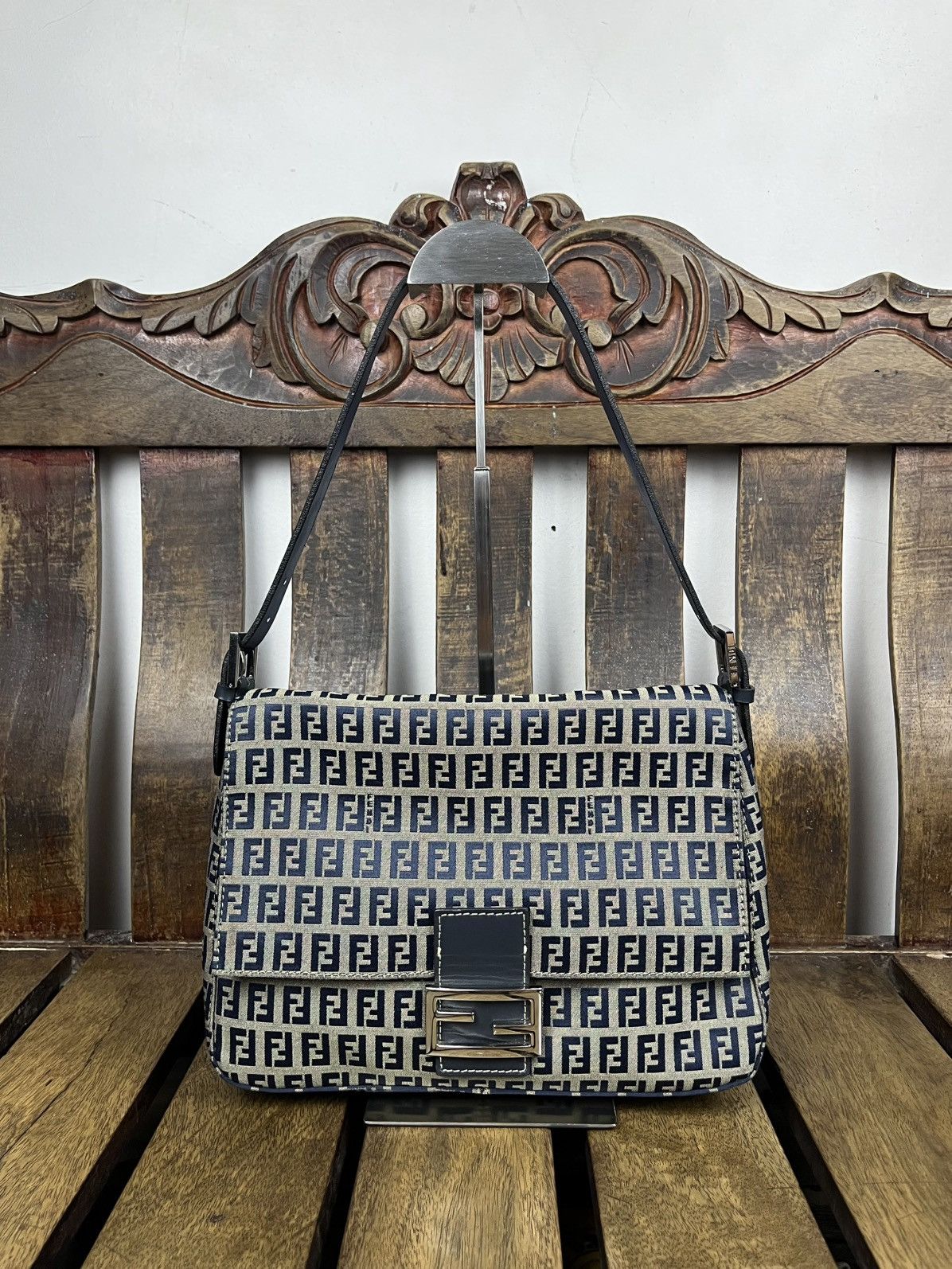 Fendi Zucchino Canvas Mamma Baguette Shoulder Bag, Women's