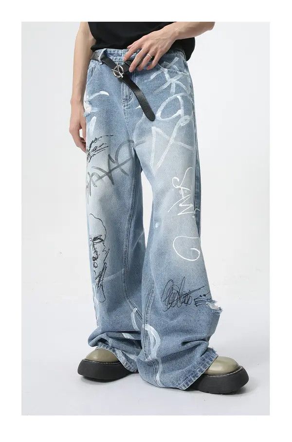 VIBE American street graffiti fun straight jeans trend Size US 32 / EU 48 - 2 Thumbnail