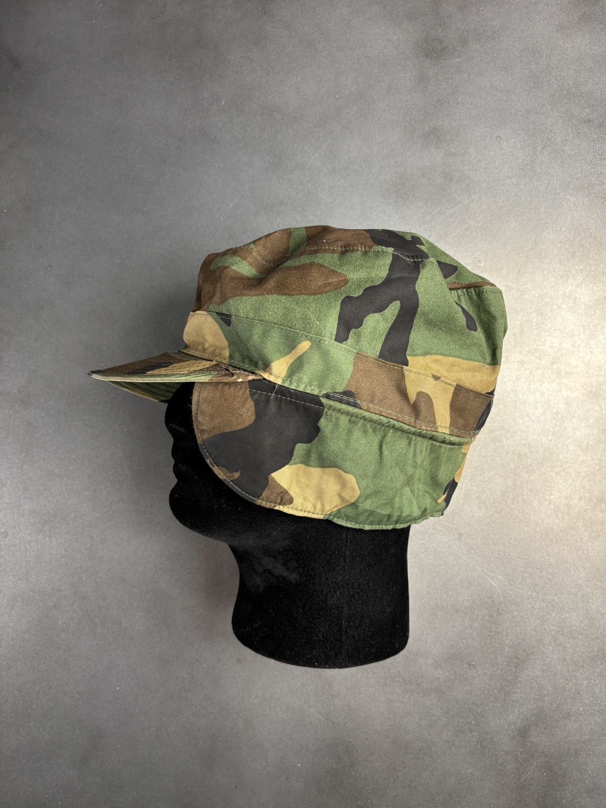 Vintage 1980s Army Cap Vintage Military Hat Woodland Proper Ear Flap Size ONE SIZE - 12 Thumbnail