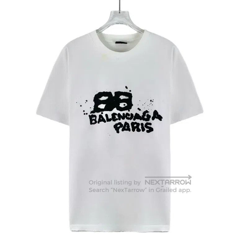 Balenciaga Balenciaga White Logo Letter Graffiti Print Cotton Round N Size US S / EU 44-46 / 1 - 1 Thumbnail
