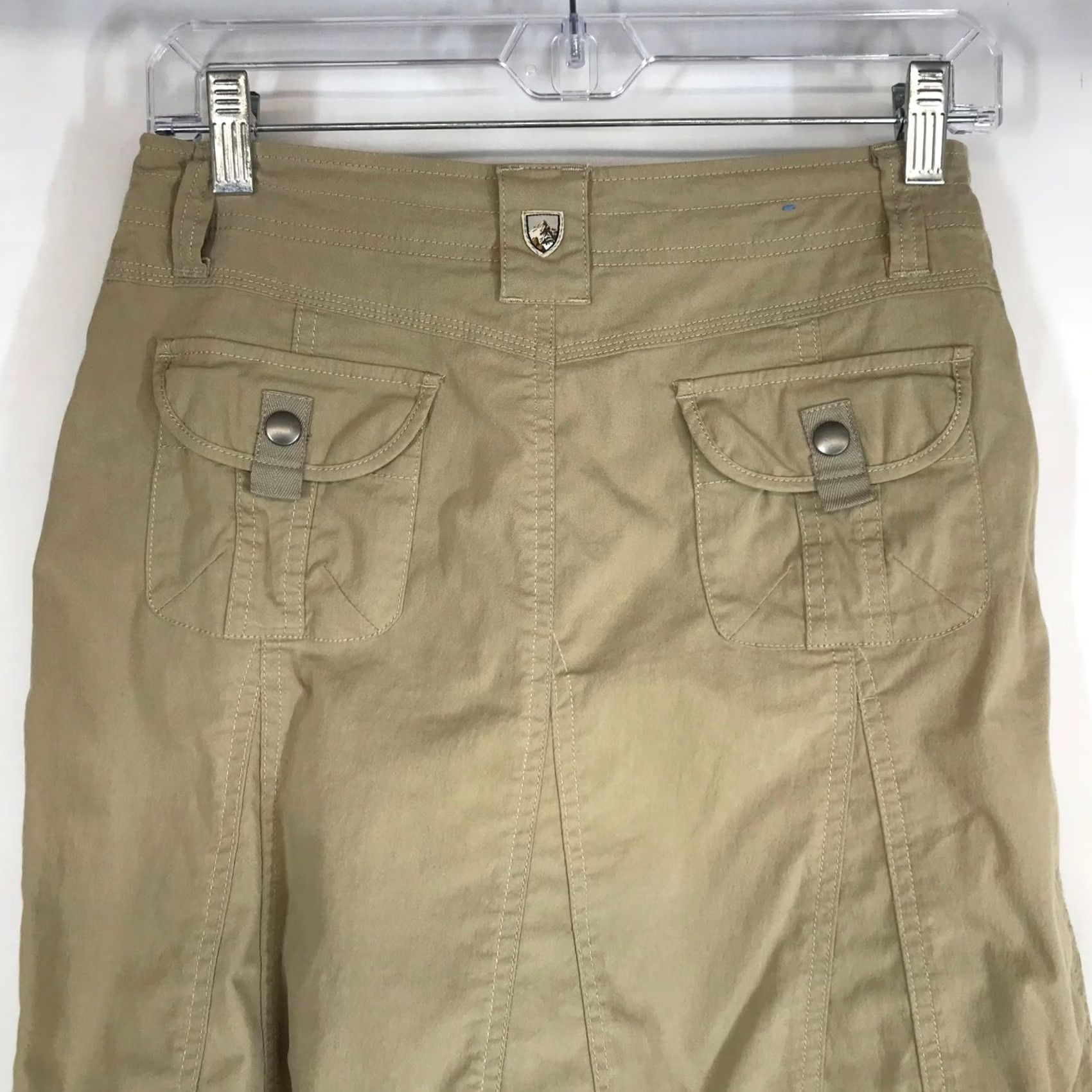 Vintage Kuhl Skirt Cargo Midi Pockets Button Pleated A line Khaki Beige Women Size 4 Series Outdoor Casual Travel Size 27" / US 4 / IT 40 - 5 Thumbnail