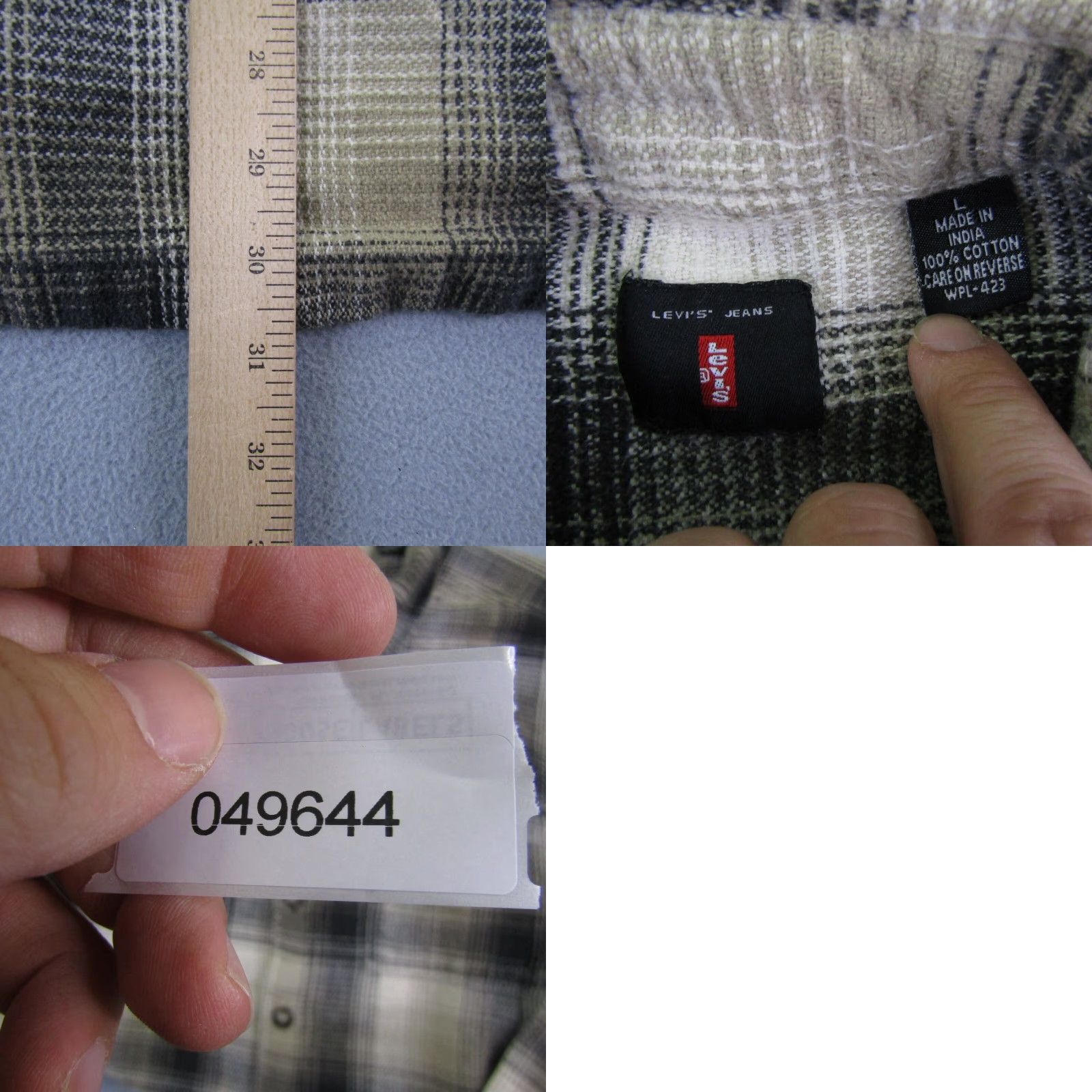 Levi's VINTAGE Levi's Shirt Mens Large Gray Brown Plaid Flannel Button-Up 90s Size US L / EU 52-54 / 3 - 8 Thumbnail