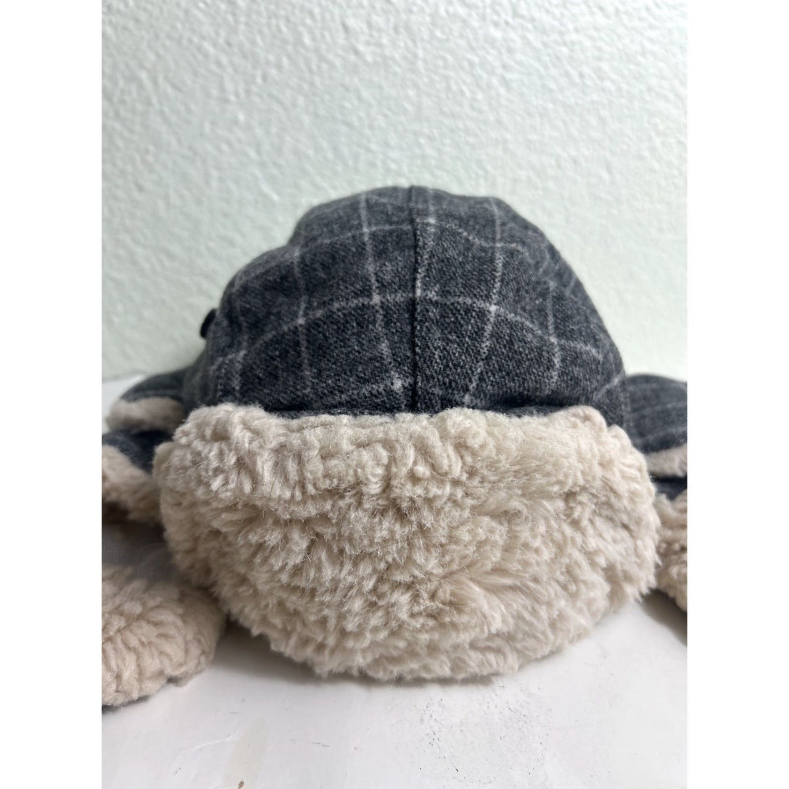 Vintage Block Headwear Trapper Hat Wool Faux Fur Gray Plaid Size L/XL Men Mens Size ONE SIZE - 2 Thumbnail