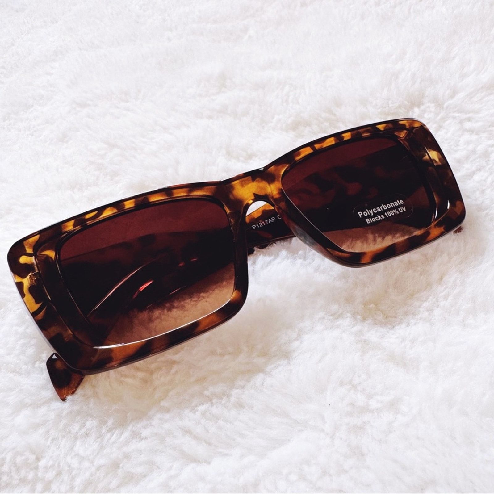 Other Lily Tortoise Brown Rectangular Sunglasses Size ONE SIZE - 3 Thumbnail