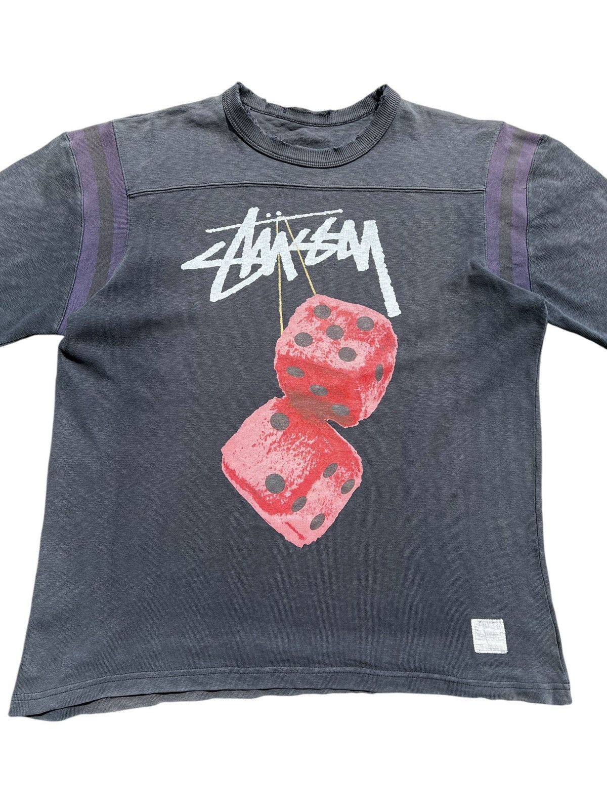 Stussy 🔥Vintage 90’s Stussy Fuzzy Dice Spellout Logo T-Shirt Size US L / EU 52-54 / 3 - 3 Thumbnail