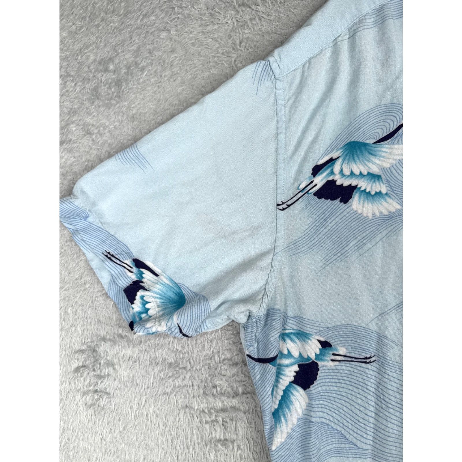 Vintage VSTR Shirt Men 2XL XXL Blue Cranes Waves Button Up 100% Cotton Hawaiian READ Size US S / EU 44-46 / 1 - 3 Thumbnail